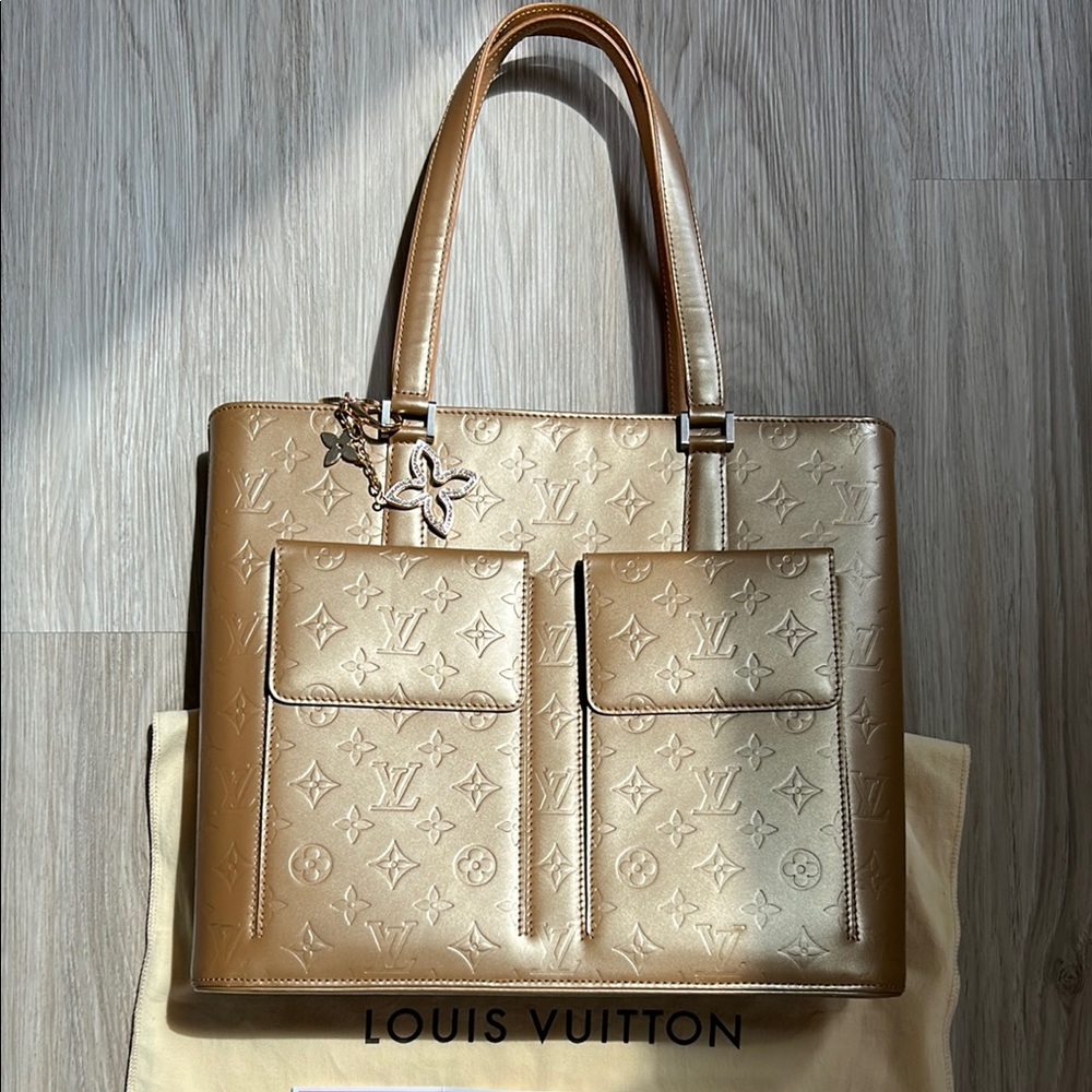 Louis Vuitton Gold Structured Tote with Quilted Design